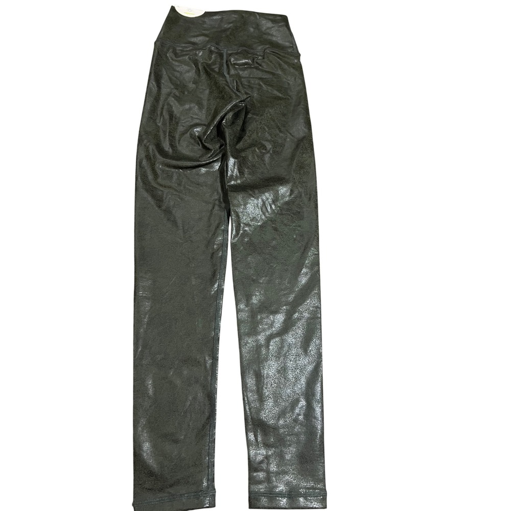 OFFLINE by Aerie Green Crackle Metallic Faux Leather Leggings XS NEW edgy snake - Picture 2 of 7